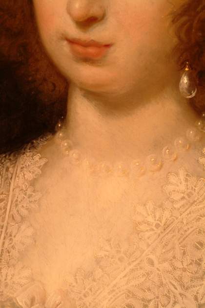 Fig.10 The lower face, neck and chest, showing application of opaque warm flesh tones on top of the grey underpainting