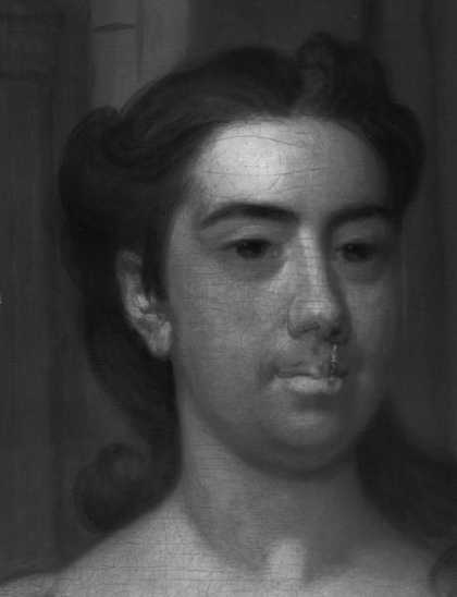 Fig.10 Infrared reflectograph detail of the central woman’s head