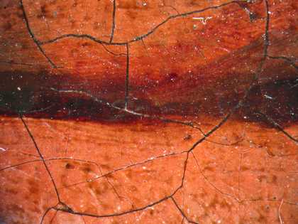 Fig.10 Detail of the mouth at x12 magnification, showing wet-in-wet brushwork and glazing of the dark line separating the lips