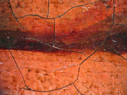 Fig.10 Detail of the mouth at x12 magnification, showing wet-in-wet brushwork and glazing of the dark line separating the lips