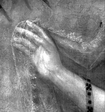 Fig.10 Infrared reflectogram detail of the sitter’s right hand