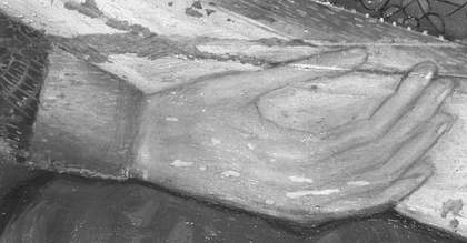 Fig.10 Infrared reflectograph detail of left hand of the woman on the left