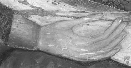 Fig.10 Infrared reflectograph detail of left hand of the woman on the left