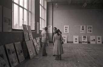 Fig.10 Exhibition visitors with some of the panels of Joseph Beuys’s Arena in Strategy: Get Arts at the Edinburgh College of Art, 1970
