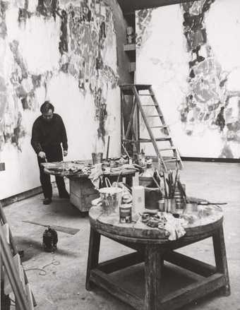 Fig.10 Sam Francis in his Paris studio, c.1958, working on the Basel Mural 1956–8