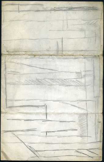 A piece of paper with horizontal, vertical and diagonal lines drawn on it