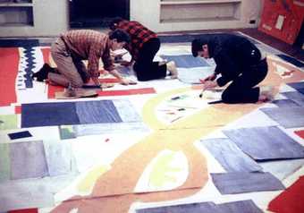 Gene Lesser, William Freed, James Gahagan and Max Spoerri Preparing Artwork for Hans Hofmann’s Mosaic Mural for 711 Third Avenue 1956