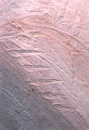 Fig.11 Detail of sgraffito work in paint depicting a finger nail