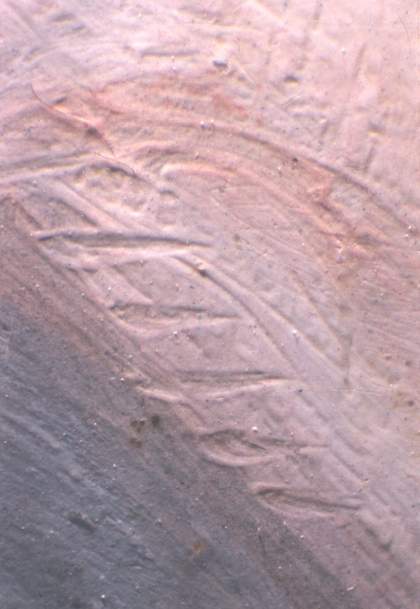 Fig.11 Detail of sgraffito work in paint depicting a finger nail