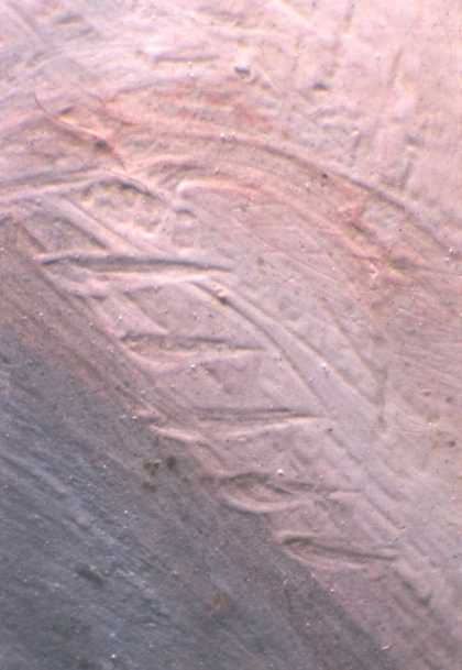 Fig.11 Detail of sgraffito work in paint depicting a finger nail