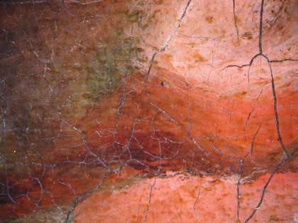 Fig.11 Detail at x8 magnification of the grey ground left visible to form half-shadows around the lips