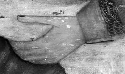 Fig.11 Infrared reflectograph detail of the right hand of the woman on the left
