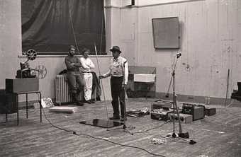 Fig.11 Joseph Beuys and Henning Christiansen performing Celtic (Kinloch Rannoch) Scottish Symphony during the exhibition Strategy: Get Arts at the Edinburgh College of Art, 1970