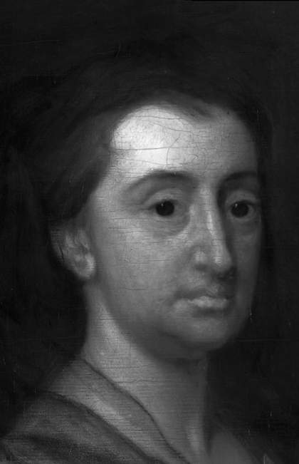 Fig.12 Infrared reflectograph detail of the head of the woman on the left