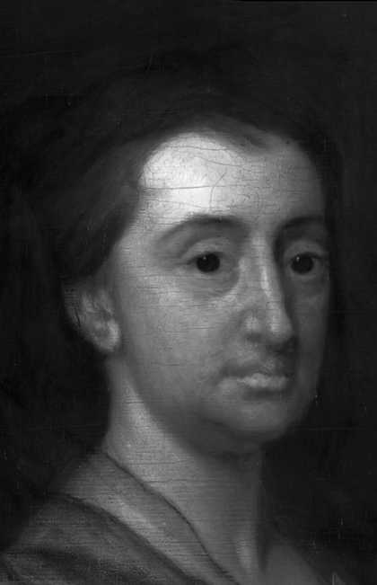 Fig.12 ​​​​​​​Infrared reflectograph detail of the head of the woman on the left
