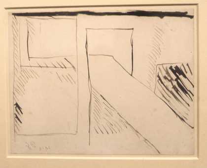 Piece of paper with an abstract geometric composition drawn on it