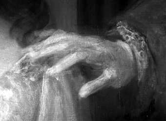 Fig.13 Infrared reflectograph detail of the man’s hand