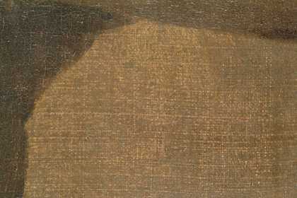 Fig.13 Old abrasion of the thin dark paint of the background