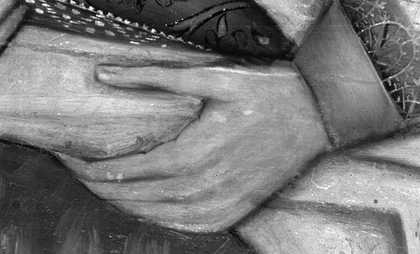 Fig.13 Infrared reflectograph detail of the left hand of the woman on the right
