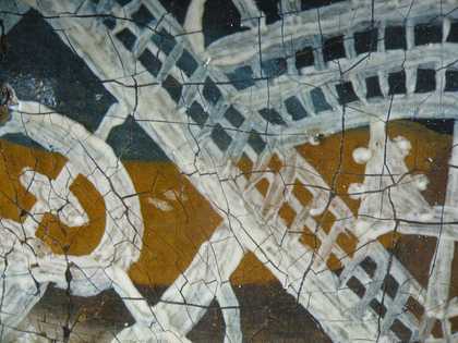 Fig.13 Detail at x8 magnification of lace over the ribbon at the collar