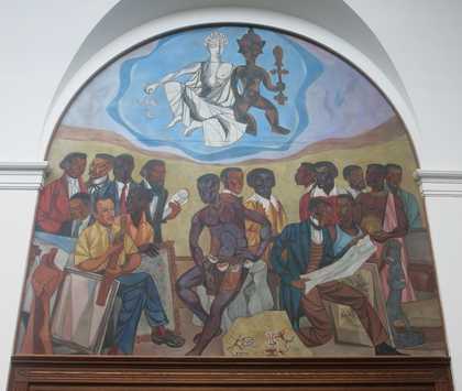 Fig.13 Hale Woodruff, Muses 1950–1, panel 6 of The Art of the Negro