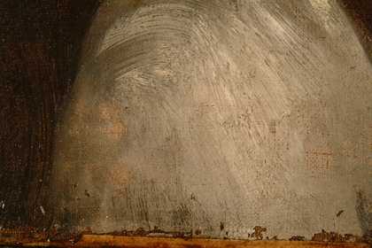 Fig.14 Detail of brushwork in the white drapery at the lower edge