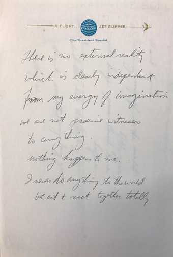 Fig.14 Sam Francis, letter written on Pan Am letterhead, undated
