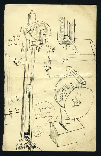 A hand-drawn, annotated diagram of a mechanical object
