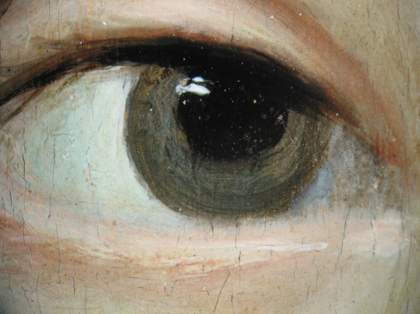 Fig.15 Detail at x8 magnification of the sitter’s right eye
