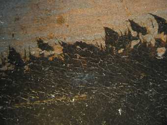 Fig.15 Detail of the sitter’s right shoulder, showing the black paint of the cape applied in dabs
