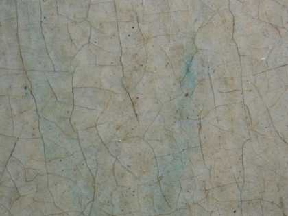 Fig.15 Wet-in-wet application of azurite into flesh paint for the veins in the temple, photographed at x12 magnification
