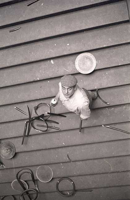 Fig.15 Stefan Wewerka in August 1970 during the making of his installation for Strategy: Get Arts at the Edinburgh College of Art, 1970
