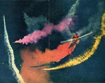 Fig.16 Photograph of Sam Francis’s Sky Painting over Tokyo Bay, 8 June 1966, from a brochure documenting the event