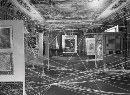 Fig.16 John D. Schiff Installation view of First Papers of Surrealism exhibition, showing Marcel Duchamp’s His Twine 1942