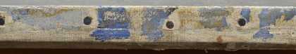 Detail of foldover edge below the signature showing drips of blue glaze