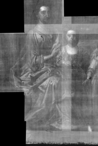 Fig.17 X-radiograph detail of the woman and child on the left