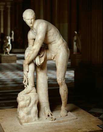 Hermes Tying his Sandal, Roman copy, 2nd century AD, after Greek original, 4th century BCE