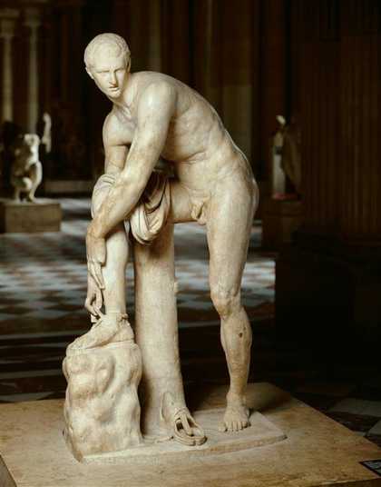 Hermes Tying his Sandal, Roman copy, 2nd century AD, after Greek original, 4th century BCE
