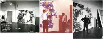 Figs.18–20 Sam Francis’s studio on Broadway in New York, 1962 or 1963, with the reworked version of Around the Blues