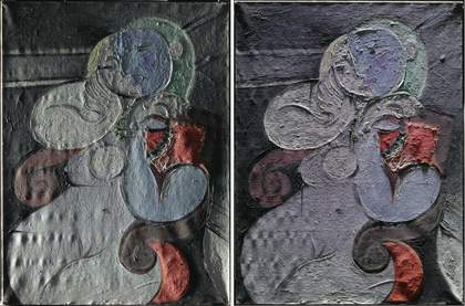 Nude Woman in a Red Armchair 1932 under raking light from left and from top