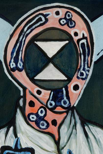 Detail of present-day face of Portrait of a Doctor