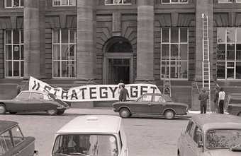 Fig.1 Entrance to the Edinburgh College of Art with the banner for Strategy: Get Arts