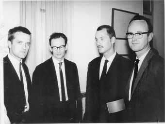 Fig.1 Jan Henderikse, Jan Schoonhoven, Armando and Henk Peeters at the Städtisches Museum, Trier, October 1961