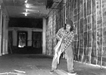 Gordon Matta-Clark installing Walls Paper at 112 Greene Street in 1972