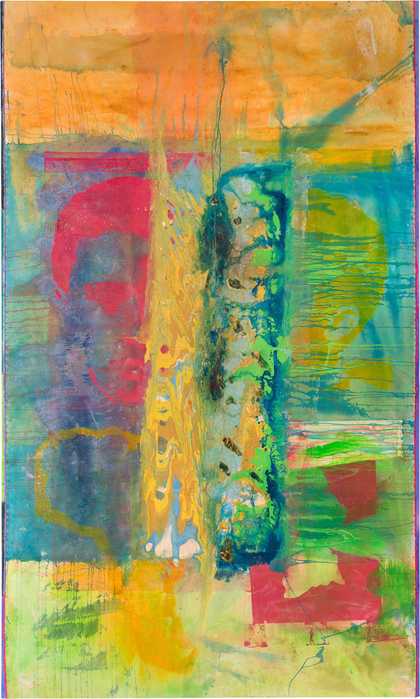 Fig.22 Frank Bowling, Pouring over 2 Morrison Boys and 2 Maps II 2016