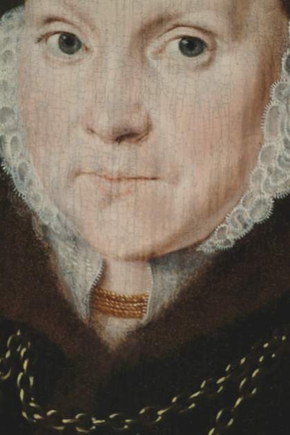 Fig.2 Detail of the face of Portrait of Elizabeth Roydon, Lady Golding 1563