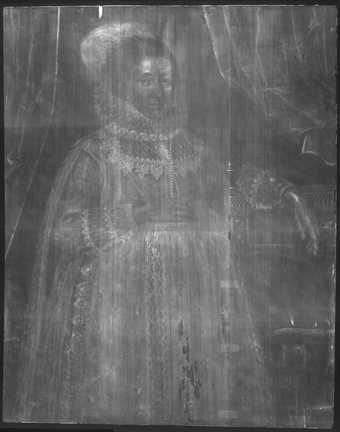Fig.2 X-radiograph of Portrait of a Woman in Red 1620