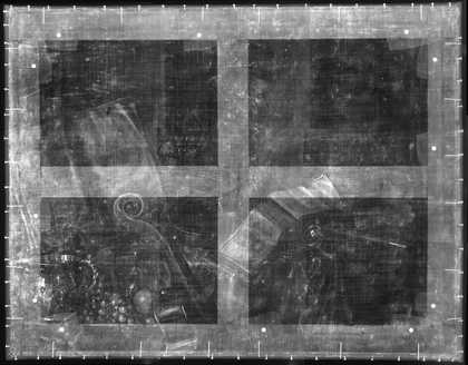 Fig.2 X-radiograph of Still Life with a Volume of Wither’s ‘Emblemes’