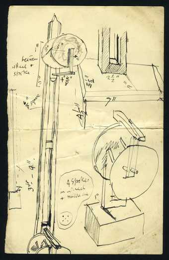 A hand-drawn, annotated diagram of a mechanical object