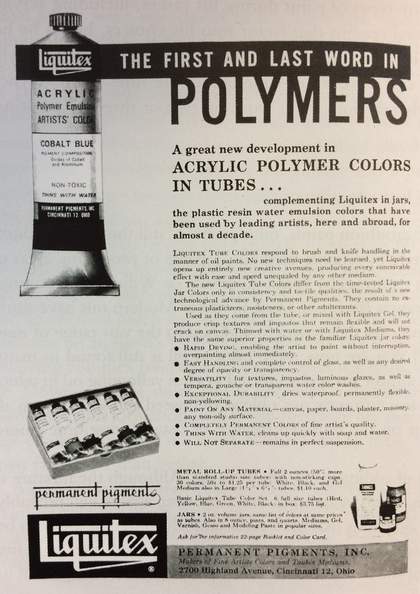Fig.2 Advertisement for Liquitex Acrylic Polymer Tube Paints, 1964